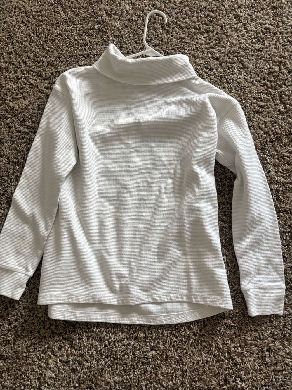 Lands' End White Waffle-Knit Mock Neck Long Sleeve Top